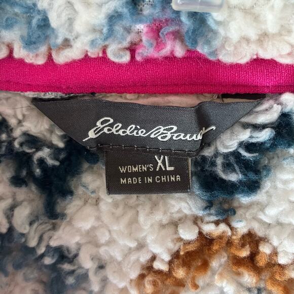 Eddie Bauer Fleece Geometric 1/4 Zip Teddy Jacket Size XL - Picture 3 of 5